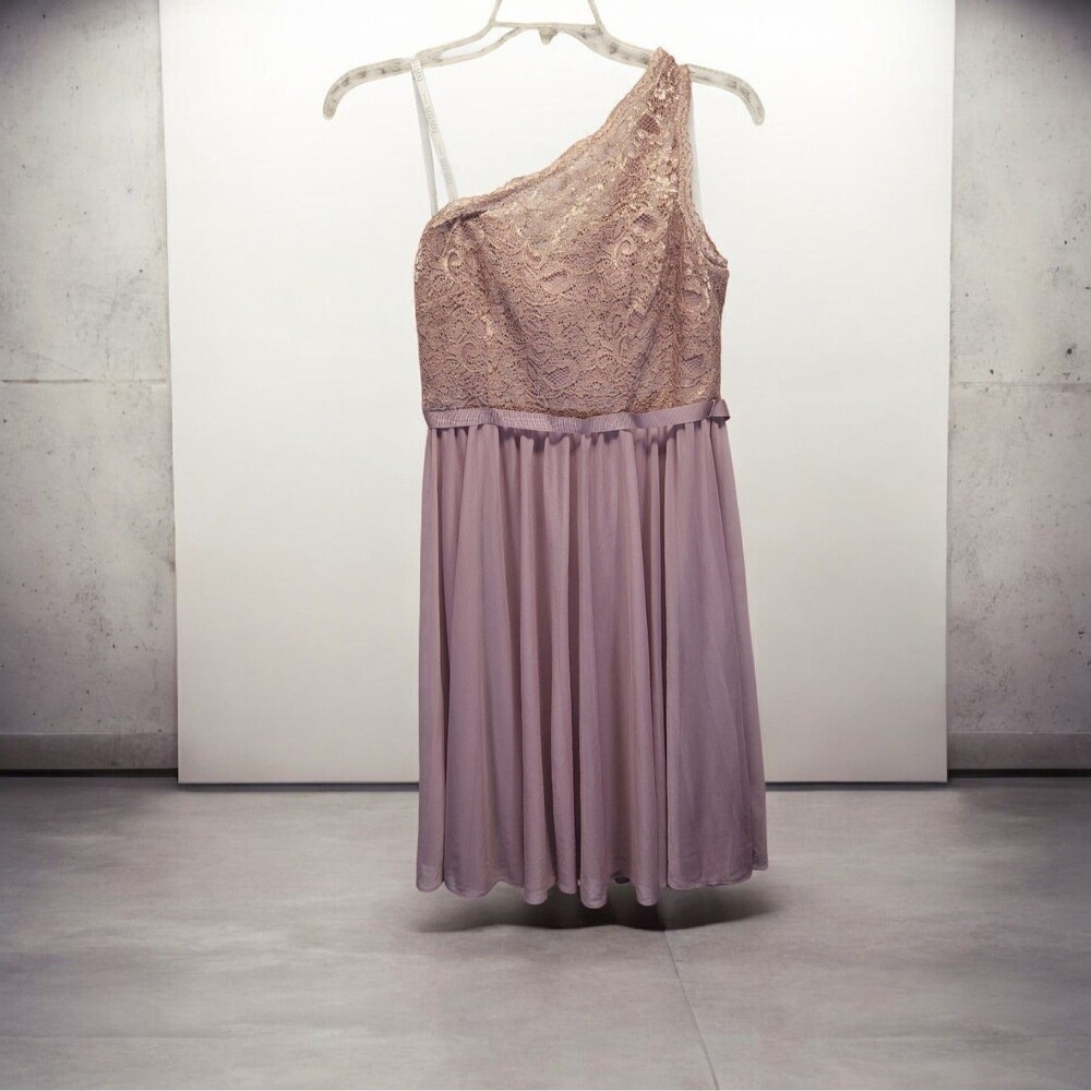 Davids Bridal Formal One Shoulder Lace Dress Rose Gold Size 8 Retails $120